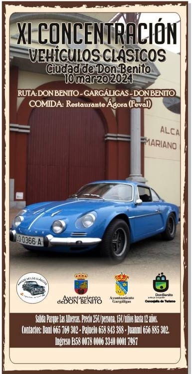 Cartel XI CONCENTRACIÓN VEHÍCULOS CLÁSICOS DON BENITO