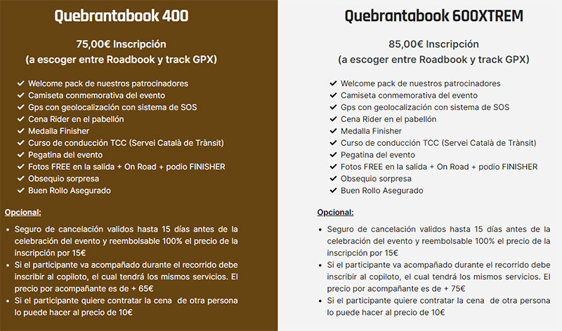 qué incluye la inscripción a la Quebrantabook